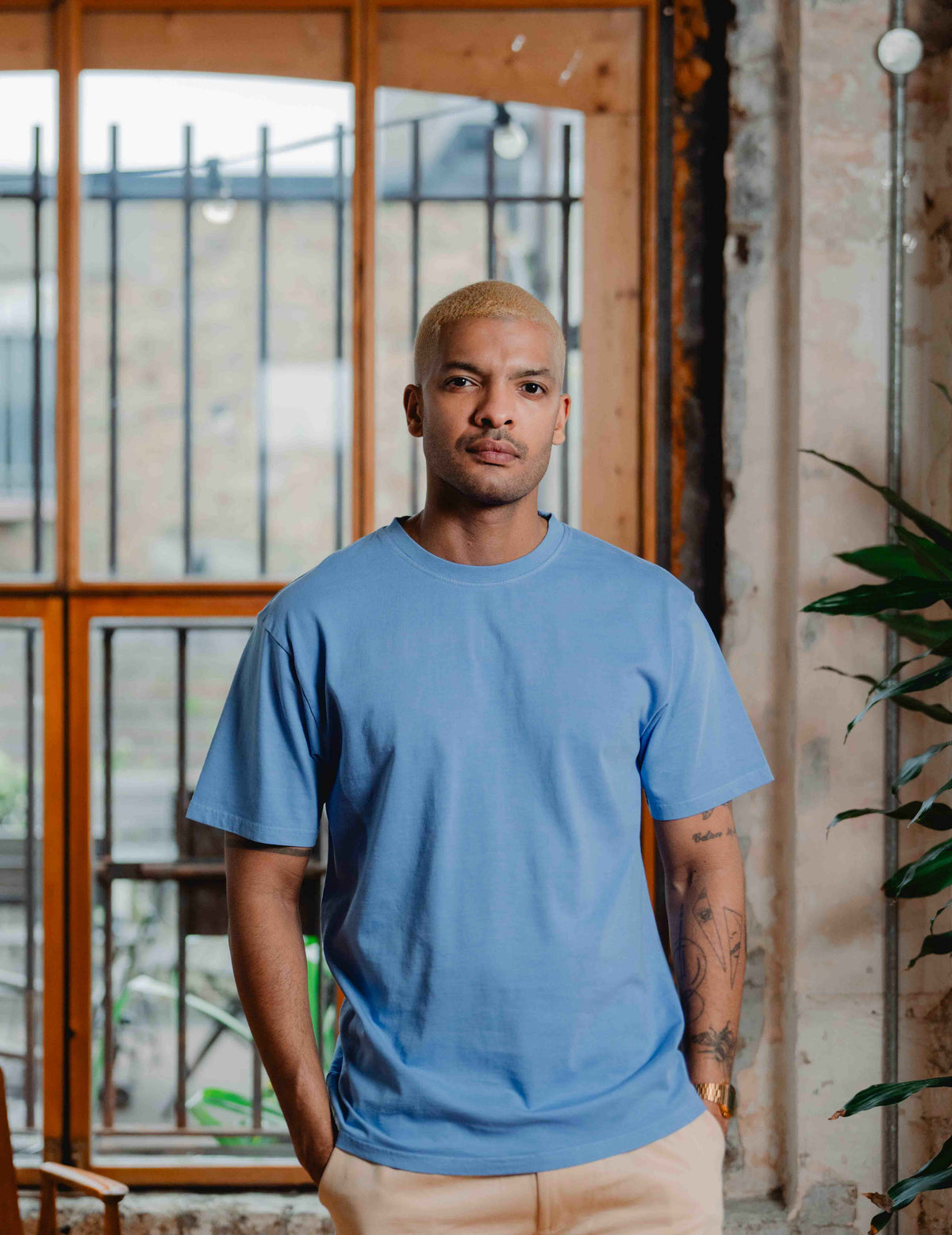 Fresh Vintage Heavyweight Washed Tee - Light Blue