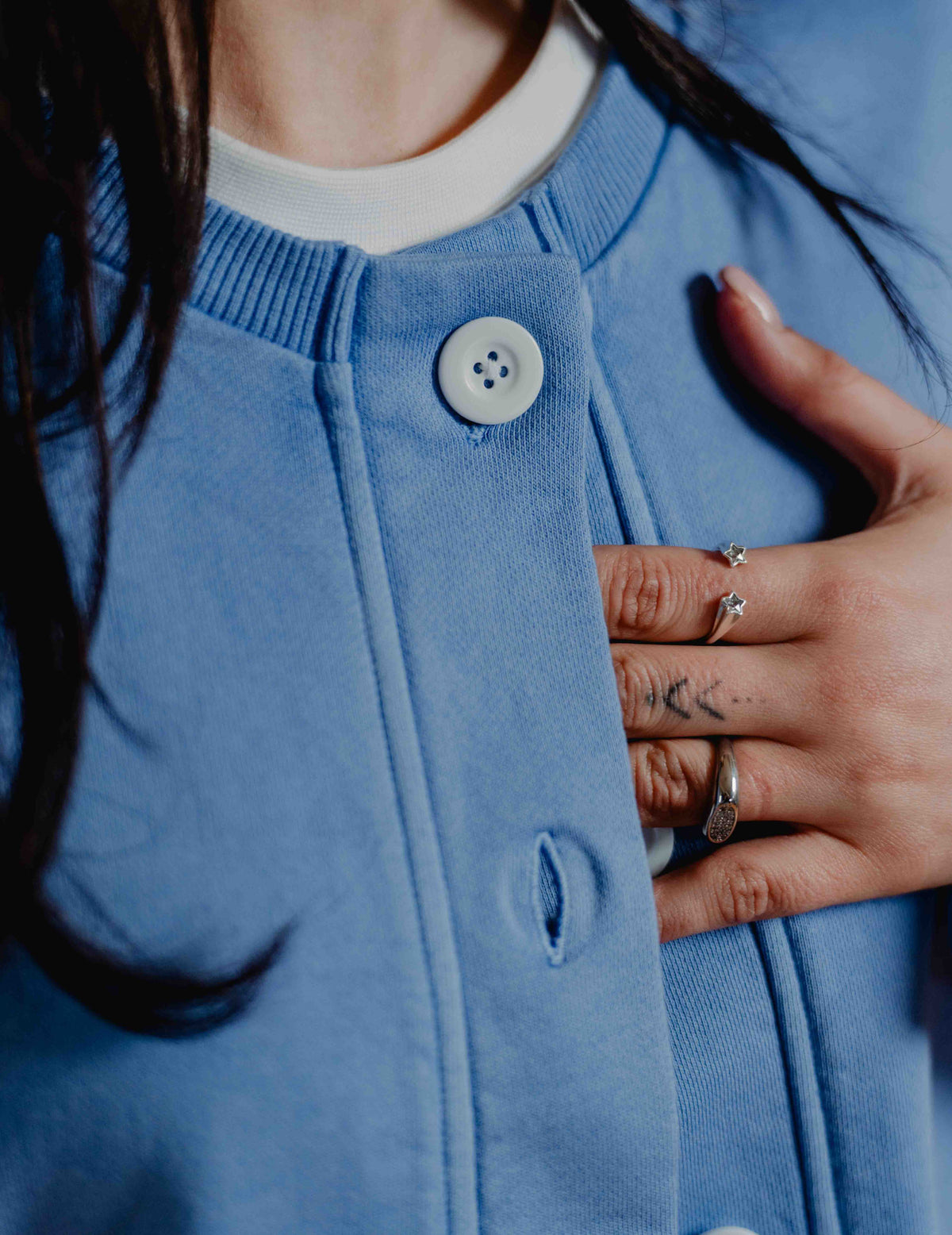 Button Up Crew - Washed Blue