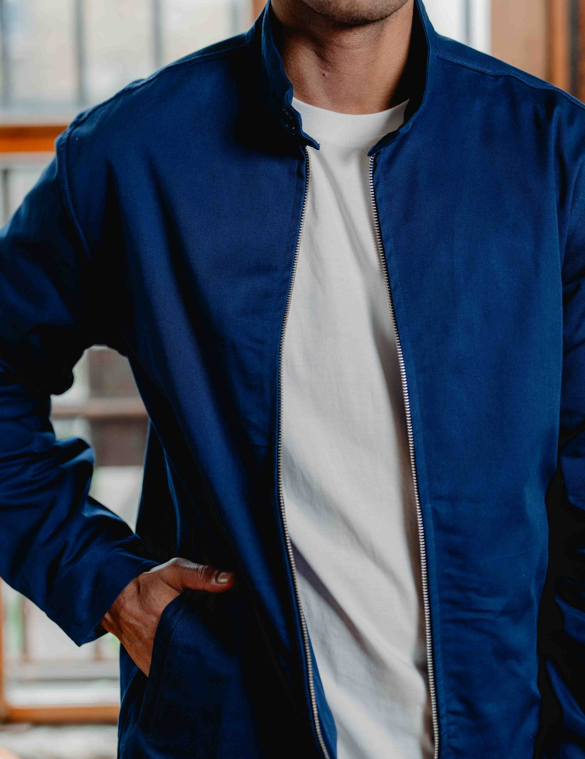 Herringbone Jacket - Navy