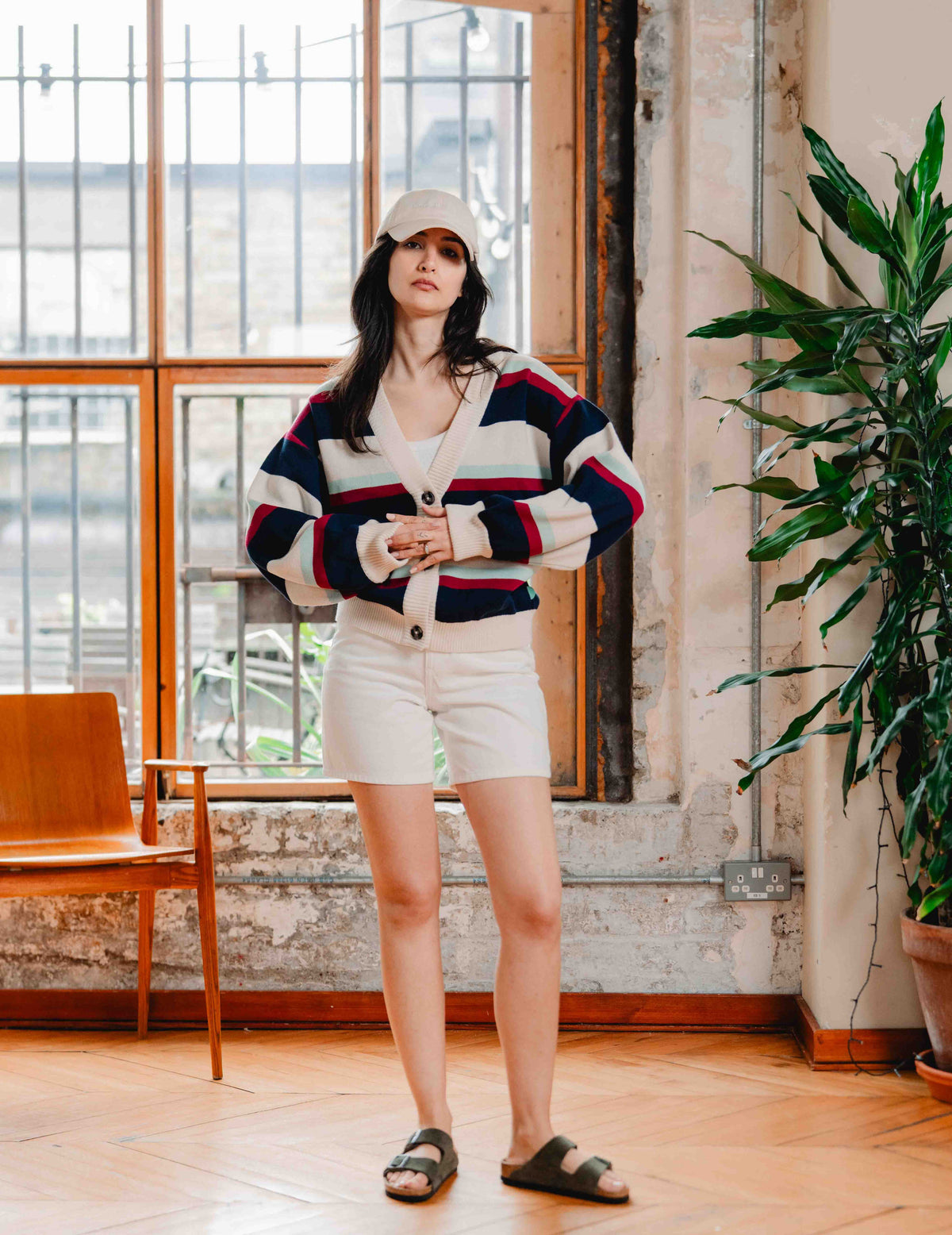 Fresh Summer Knit Cardigan - Navy Stripe