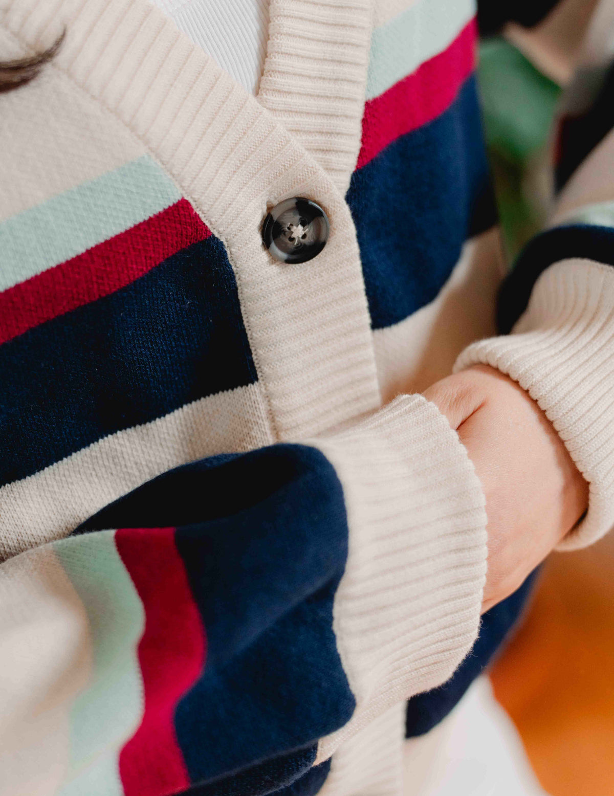 Fresh Summer Knit Cardigan - Navy Stripe
