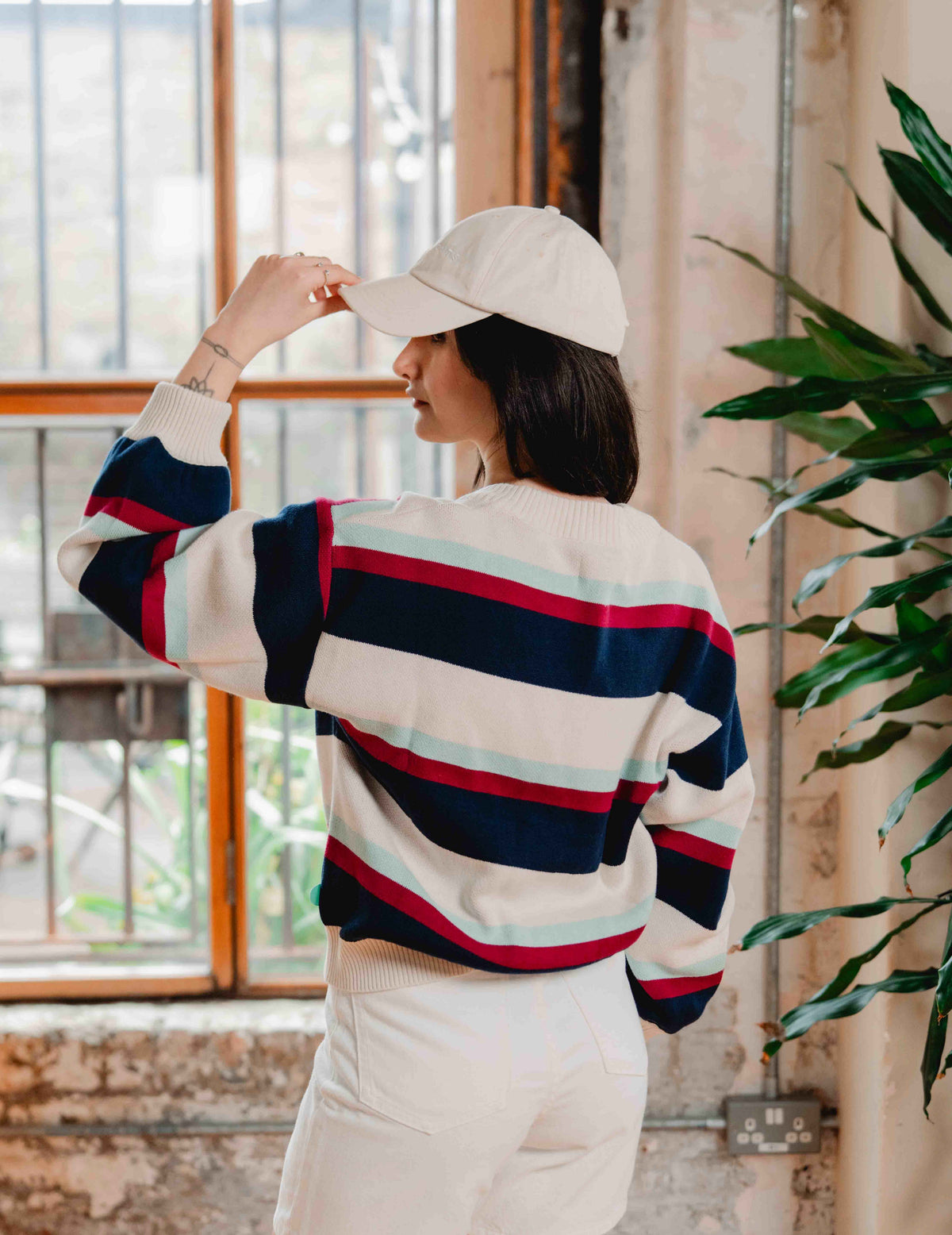 Fresh Summer Knit Cardigan - Navy Stripe