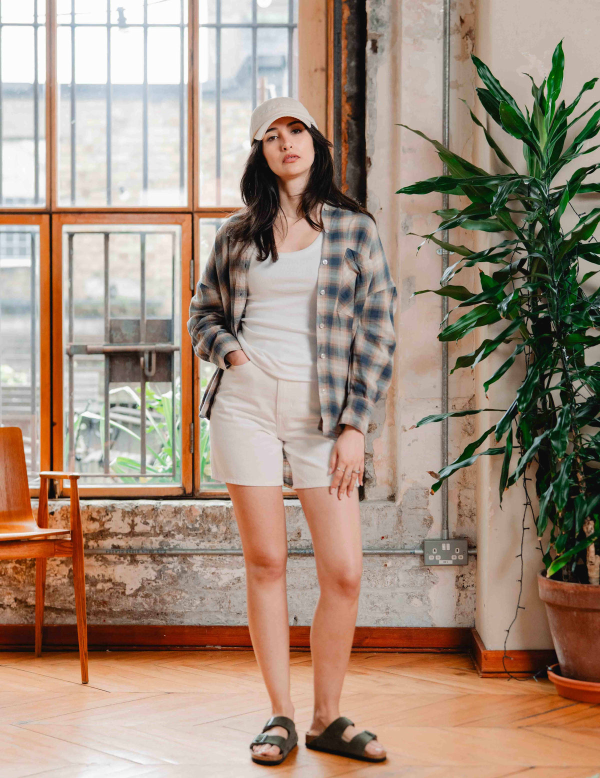 Womens Flannel Check Shirt - Brown