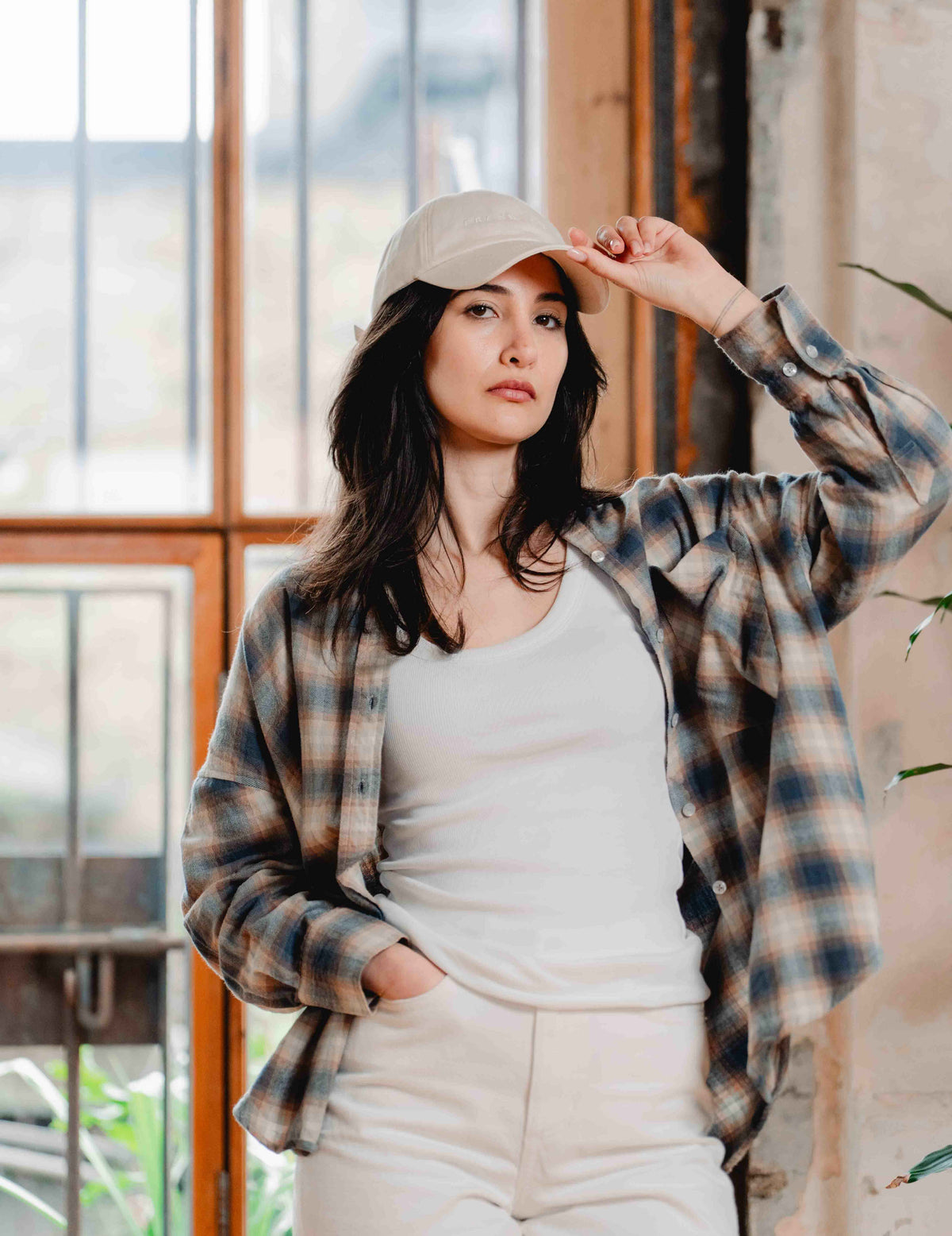 Womens Flannel Check Shirt - Brown