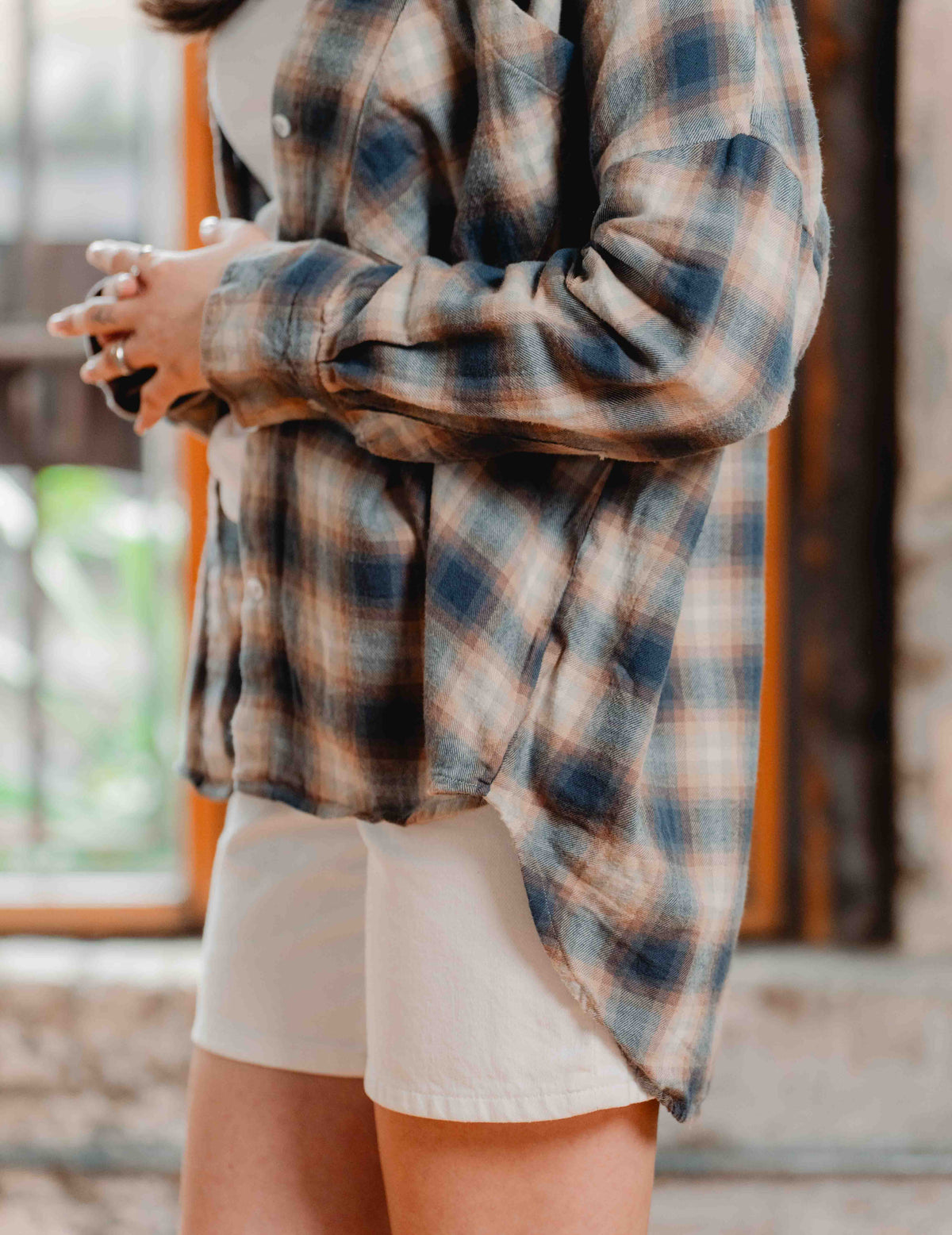 Womens Flannel Check Shirt - Brown