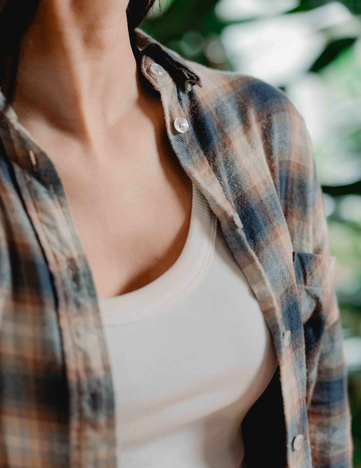 Womens Flannel Check Shirt - Brown