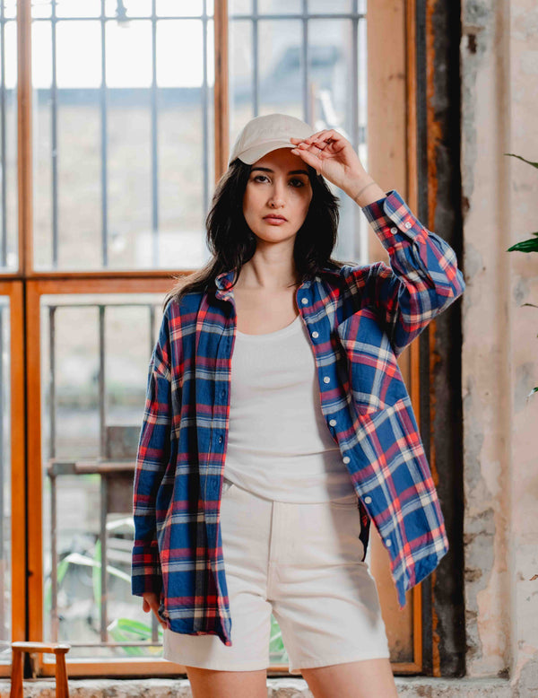 Womens Flannel Check Shirt - Blue