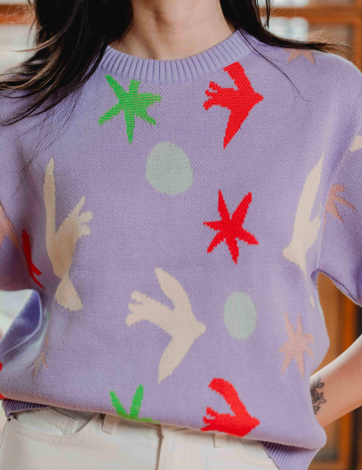 Fresh Summer Knit Tee - Bird
