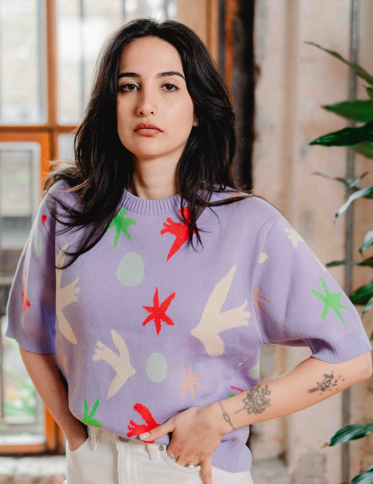 Fresh Summer Knit Tee - Bird