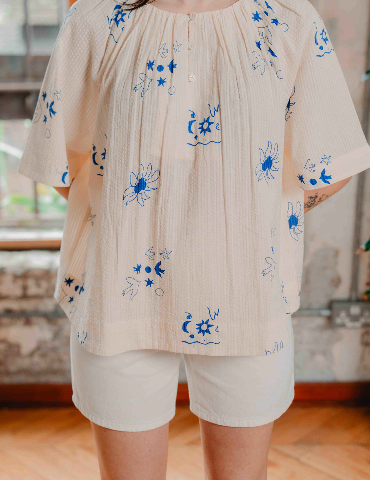 Seersucker Poppy Blouse - Jasmine