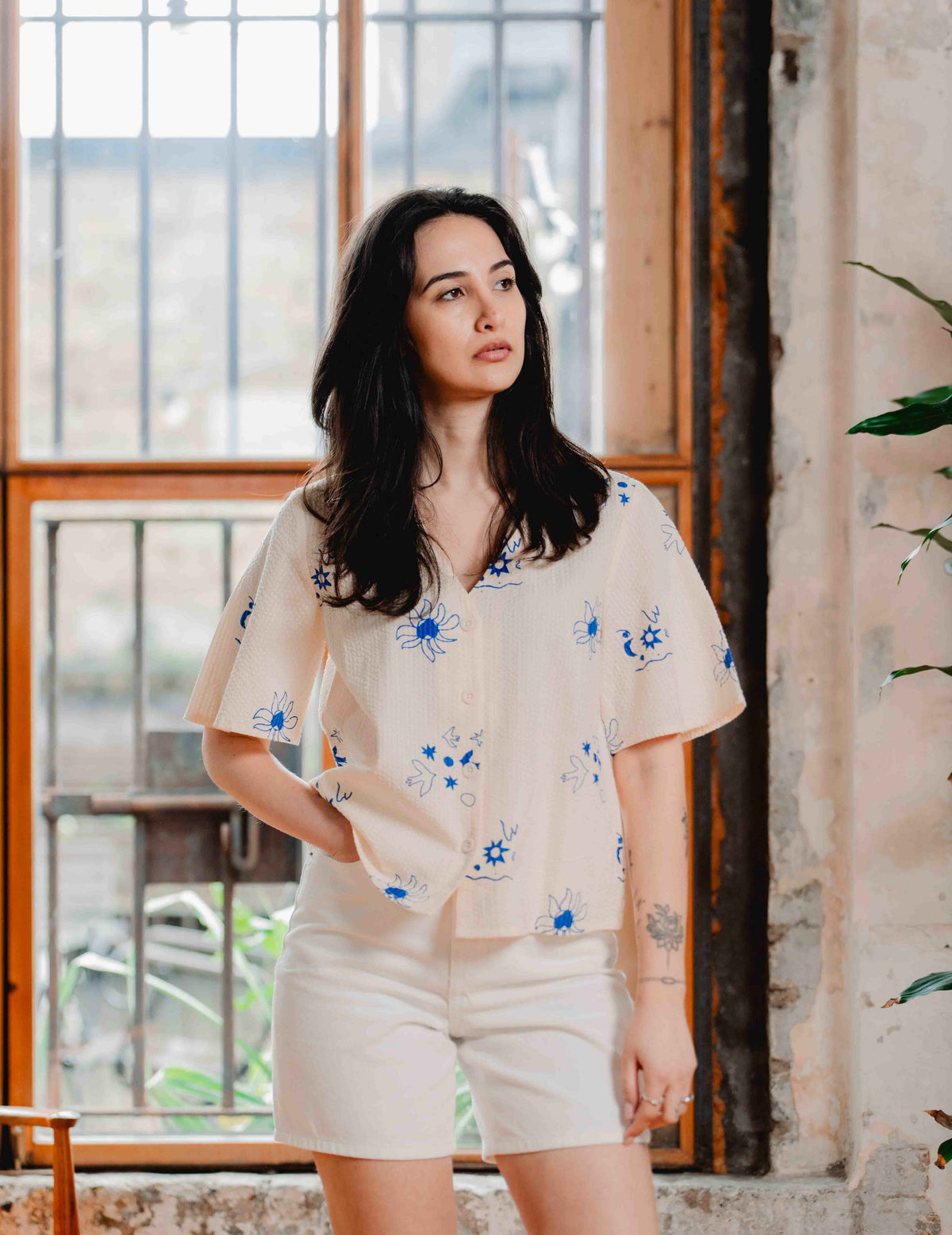 Seersucker Lay Blouse - Jasmine