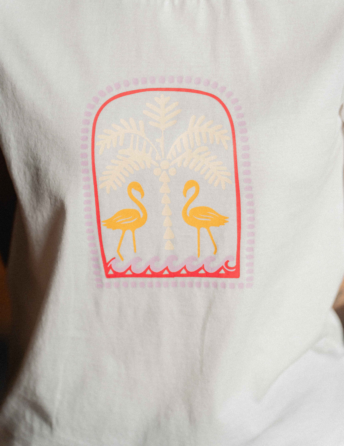 Rolled Sleeve Tee - Flamingos