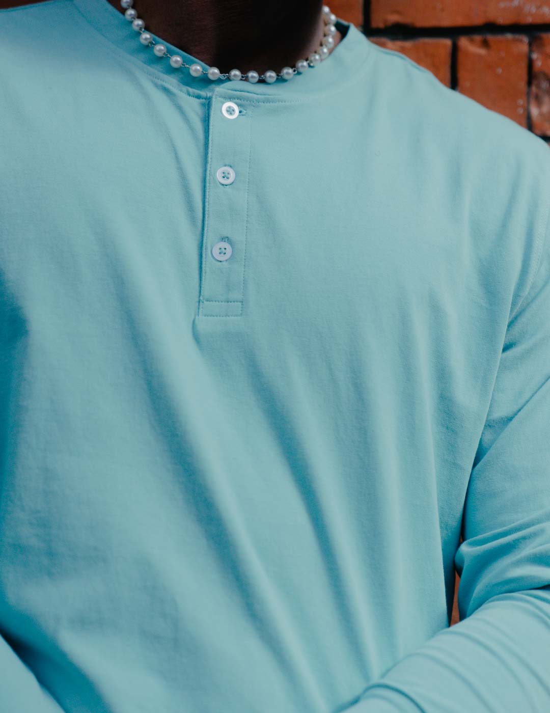 Mens Henley - Nile Green