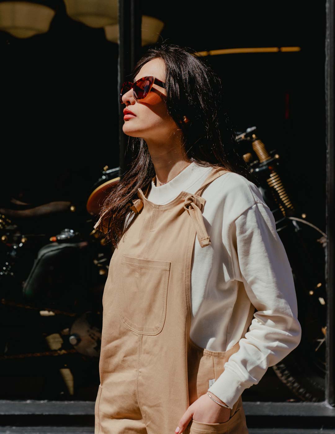 Womens Dungarees - Camel