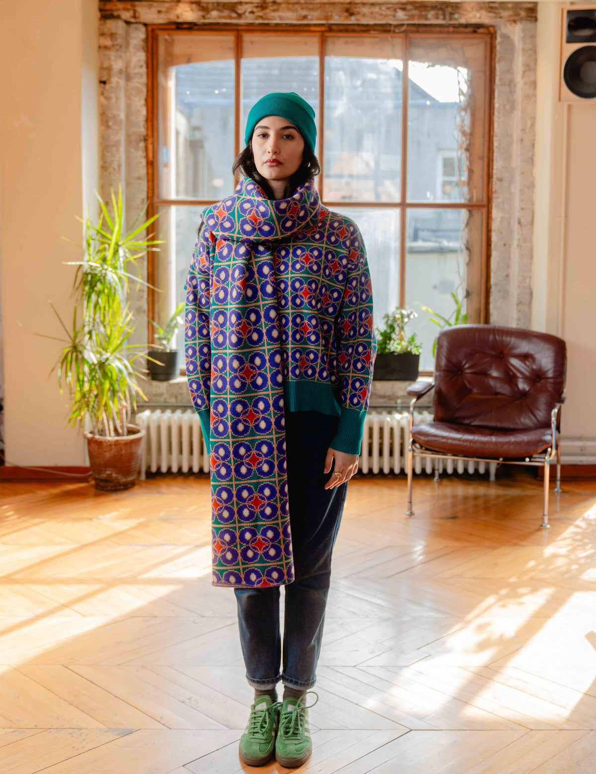 Heavyweight Knit Scarf - Check